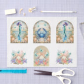 Beachy Pastel  Floral Mermaid & Shells Decoupage  薄葉紙 (クラフト)