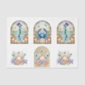 Beachy Pastel  Floral Mermaid & Shells Decoupage  薄葉紙 (正面)