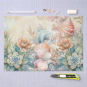 Beachy Pastel Floral Seashells Decoupage  薄葉紙 (クラフト)