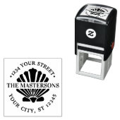 Beachy Scallopシェルのラウンド名アドレス セルフインキングスタンプ (インサイチュ)