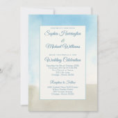 Beachy Summerの結婚テンプレートQRコード背面 招待状 (正面)