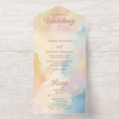 Beachy Sunset Gradient Rose Gold Foil Wedding オールインワン招待状 (内側)