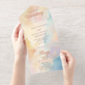 Beachy Sunset Gradient Rose Gold Foil Wedding オールインワン招待状 (切り取り部)