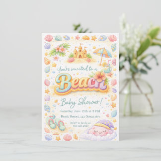 “Beachy Vibes” Baby Shower Invitation 招待状