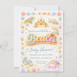 “Beachy Vibes” Baby Shower Invitation 招待状
