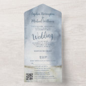 Beachy Watercolor All in One Wedding Invite Beach オールインワン招待状 (内側)