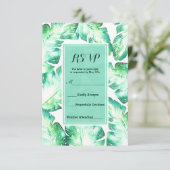 Beachy White & Green Tropical 離れRSVP返信 出欠カード (スタンド正面)