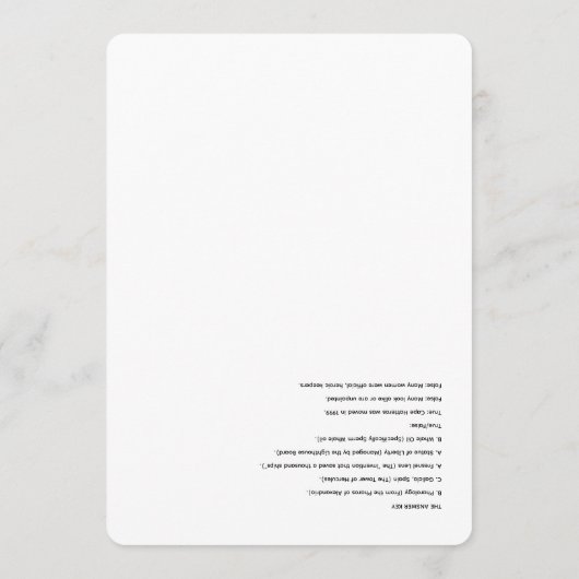 Beacon of Knowledge Lighthouse Trivia Sheet 招待状 (裏面)