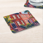 Beacon Street Boston Massachusetts スクエアペーパーコースター (アングル)