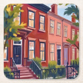 Beacon Street Boston Massachusetts スクエアペーパーコースター (正面)