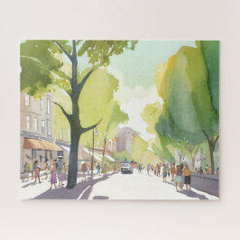 Beacon Street Summer | ボストン水彩画 ジグソーパズル