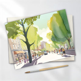 Beacon Street Summer | Boston, MA Watercolor Card