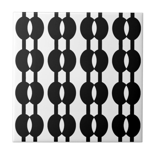 Bead Curtain 60's Black and White タイル (正面)