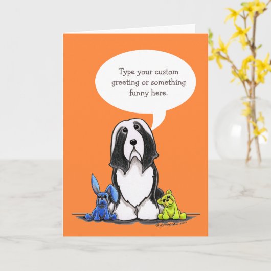 Beaded Collie 話 Your カスタムの挨拶 カード (黄色い花)