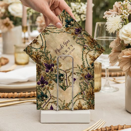 Beaded Fleur-de-Lis Mardi Gras Masquerade スタンダードカクテルナプキン