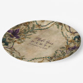 Beaded Fleur-de-Lis Mardi Gras Masquerade ペーパープレート (アングル)