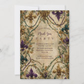 Beaded Fleur-de-Lis Mardi Gras Masquerade 招待状 (正面)