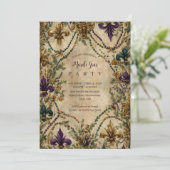 Beaded Fleur-de-Lis Mardi Gras Masquerade 招待状 (スタンド正面)