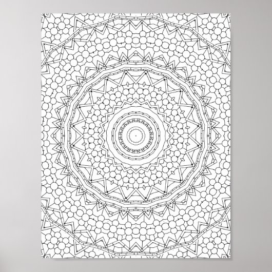 Beaded Star Geometry Coloring Page Pattern Design ポスター (正面)