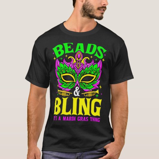 Beads And Bling It's A Mardi Gras Thing Carnival M Tシャツ (正面)