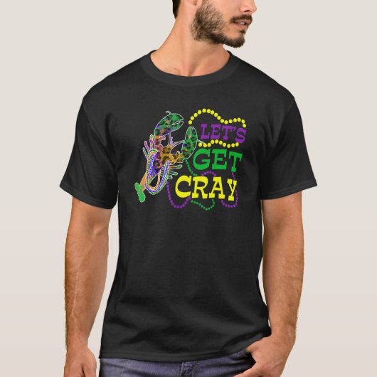Beads Bling Let's Get Cray Dabbing Crawfish Mardi  Tシャツ (正面)