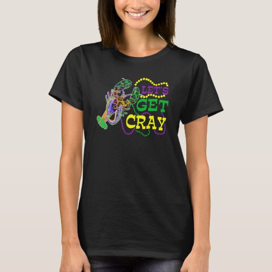 Beads Bling Let's Get Cray Dabbing Crawfish Mardi  Tシャツ (正面)