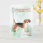 Beagleが新型犬を祝う カード (黄色い花)