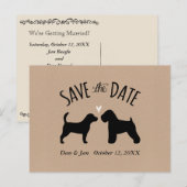 BeagleとWheaten Wedding日付を保存 案内ポストカード (正面/裏面)