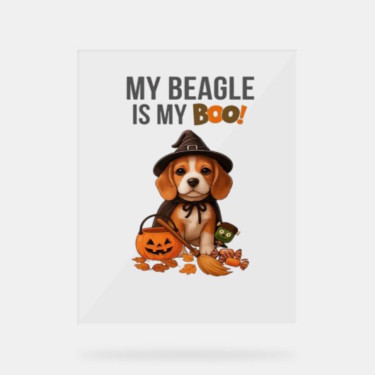 Beagleハロウィーンの衣装My BeagleはMy Boo Dog アクリルサイン (正面)