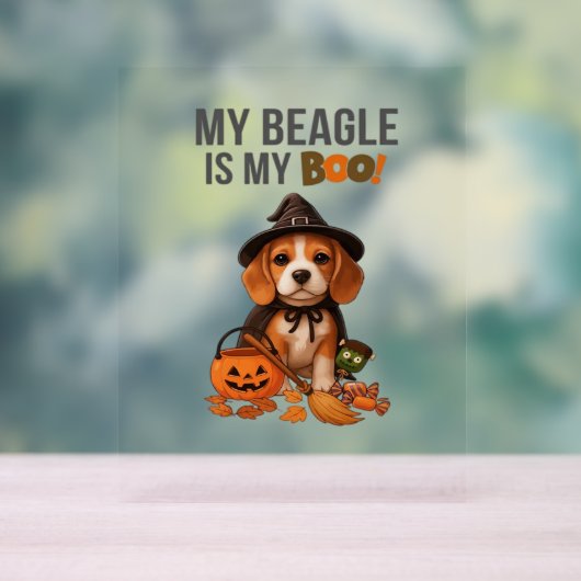 Beagleハロウィーンの衣装My BeagleはMy Boo Dog アクリルサイン (ニュートラル)