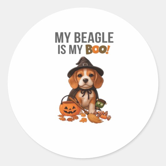 Beagleハロウィーンの衣装My BeagleはMy Boo Dog ラウンドシール (正面)