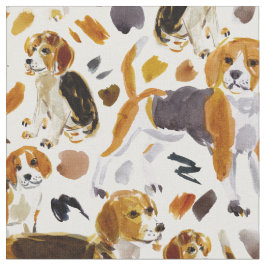BEAGLEパインターリーウォーターカラーハウンドドッグ ファブリック