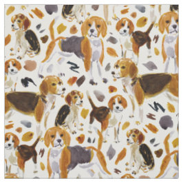 BEAGLEパインターリーウォーターカラーハウンドドッグ ファブリック