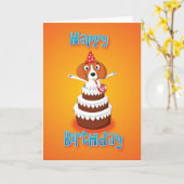 beagle – ケーキ – ハッピーバースデー カード (黄色い花)