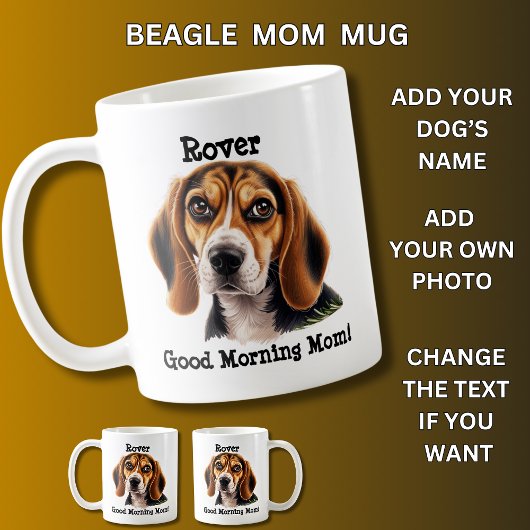 Beagle、犬の名前を追加、写真を変更 コーヒーマグカップ