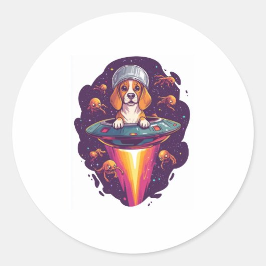 Beagle – 銀河間犬の出会い ラウンドシール (正面)