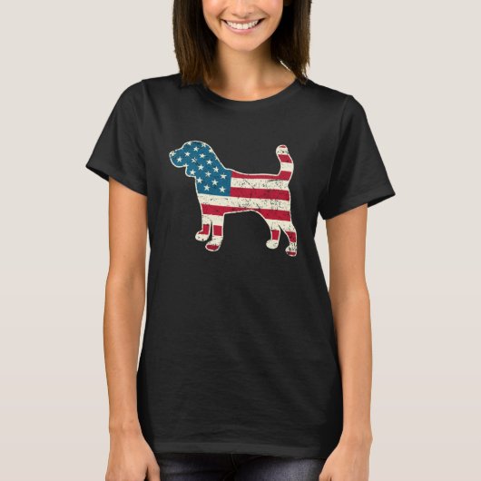 Beagle 4th of July Dog  Men Women USA American Fla Tシャツ (正面)
