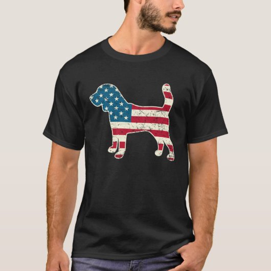 Beagle 4th of July Dog Men Women USA American Fla Tシャツ (正面)