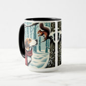 Beagle and Squirrel Christmas Coffee Mug Cup マグカップ (正面左)