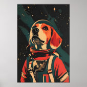 Beagle Astronaut Poster, Beagle Retro Print ポスター (正面)