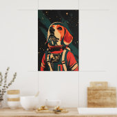 Beagle Astronaut Poster, Beagle Retro Print ポスター (キッチン)