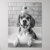 Beagle Bath Wall Art, Dog and Rubber Duck, Beagle  ポスター (正面)