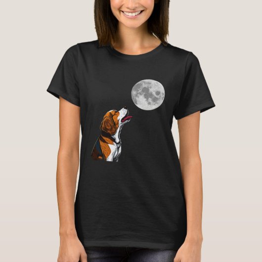 Beagle  Beagle Howling At The Moon  Beagle Tシャツ (正面)