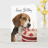 Beagle Birthday Cake Inspector カード (黄色い花)