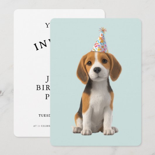 Beagle Birthday Party 招待状 (正面/裏面)