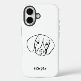 Beagle Bliss:カスタマイズ可能なラインアートフォンケース iPhone 16ケース