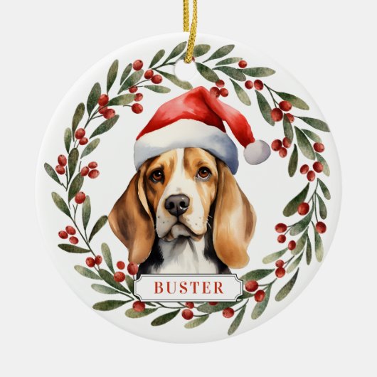 Beagle Ceramic Circle Ornament セラミックオーナメント (正面)