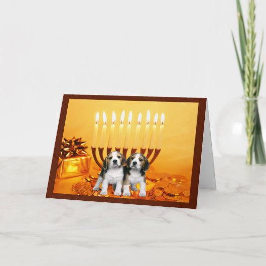 Beagle Chanukah Card Menorah2 シーズンカード (正面)