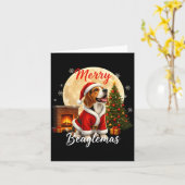 Beagle Christmas Beagle Costume Beagle Xmas Merry  カード (黄色い花)