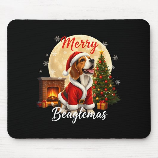 Beagle Christmas Beagle Costume Beagle Xmas Merry  マウスパッド (正面)